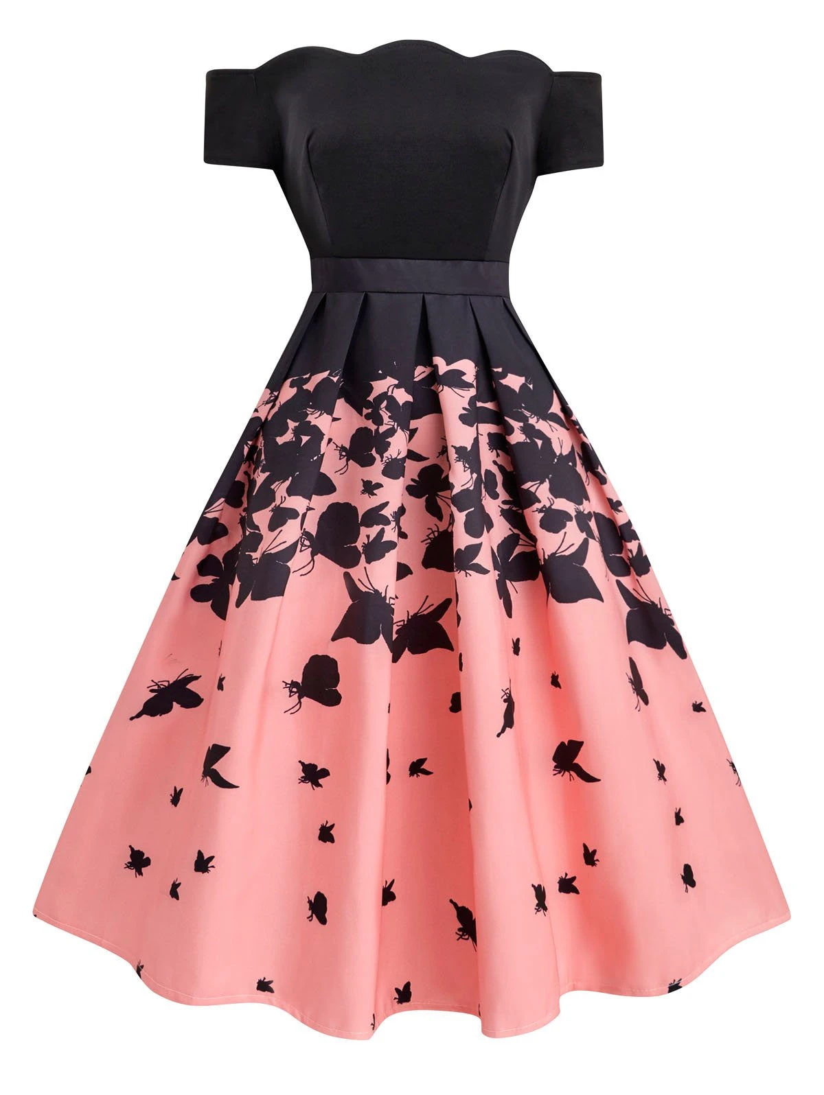 Black 1950s Butterfly Swing Dress 3 Black 1950s Butterfly Swing Dress