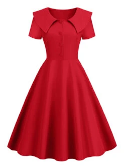 1950s Solid Lapel Swing Dress -Women's Fashion Sales 15 a996379c ff59 4711 ba5c 3ad74f7b564c