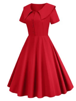 1950s Solid Lapel Swing Dress -Women's Fashion Sales 16 4948503a 275c 469b bde9 58805f2ac1a0
