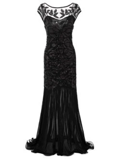 Black 1920s Sequin Maxi Flapper Dress -Women's Fashion Sales 1920s dress1