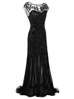 Black 1920s Sequin Maxi Flapper Dress -Women's Fashion Sales 1920s dress2
