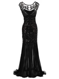 Black 1920s Sequin Maxi Flapper Dress -Women's Fashion Sales 1920s dress3