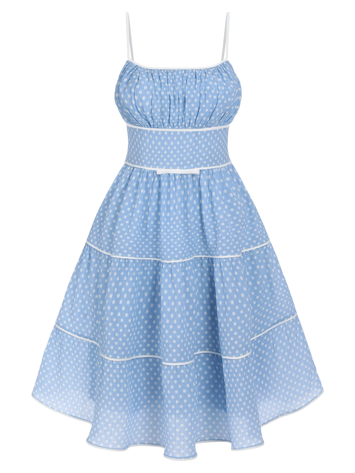 Sky Blue 1950s Strap Polka Dot Swing Dress 3 Sky Blue 1950s Strap Polka Dot Swing Dress