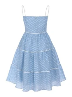 Sky Blue 1950s Strap Polka Dot Swing Dress 11 Sky Blue 1950s Strap Polka Dot Swing Dress -Women's Fashion Sales 1J2A7562