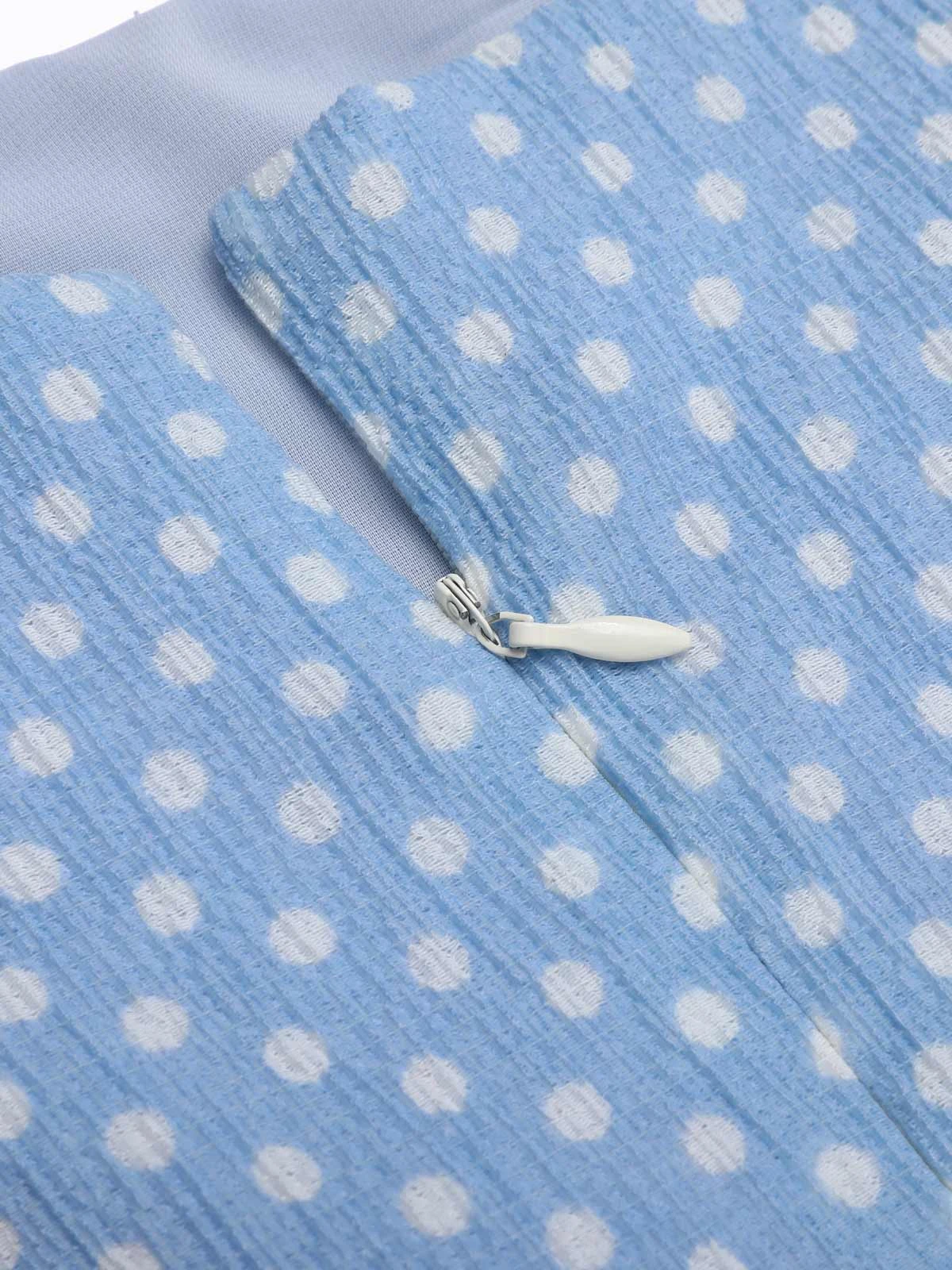 Sky Blue 1950s Strap Polka Dot Swing Dress 7 Sky Blue 1950s Strap Polka Dot Swing Dress - Image 5