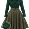 [Plus Size] Dark Green 1950s Plaid Knitting Dress -Women's Fashion Sales 1 54f91185 fb35 44a5 8d6b 51b701a58acc