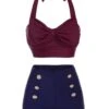Wine Red 1950s Bow Halter Bikini Set -Women's Fashion Sales 26 024bf382 c413 4436 917a 565f09ba0921 1