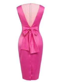 Rose Red 1960s Satin Solid Pencil Dress -Women's Fashion Sales 2 4cf7c448 42d1 446a 9e48 21bbe0812e06