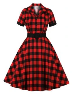 1950s Retro Contrast Short-Sleeved Lapel Dress -Women's Fashion Sales 2 90424bee d351 4002 bc70 4cec264ed963