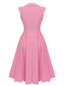 Pink 1950s Doll Collar Solid Dress -Women's Fashion Sales 2 e3db3236 4889 40e4 8afe e99a1d15ac35