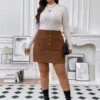 [Plus Size] Brown 1960s Pockets Solid Skirt -Women's Fashion Sales 31 compressed 5cba1330 dbe3 415a b9ff 3af2371527e6