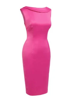 Rose Red 1960s Satin Solid Pencil Dress -Women's Fashion Sales 3 eb89b4a8 3227 4b38 a005 74cbfc4007da