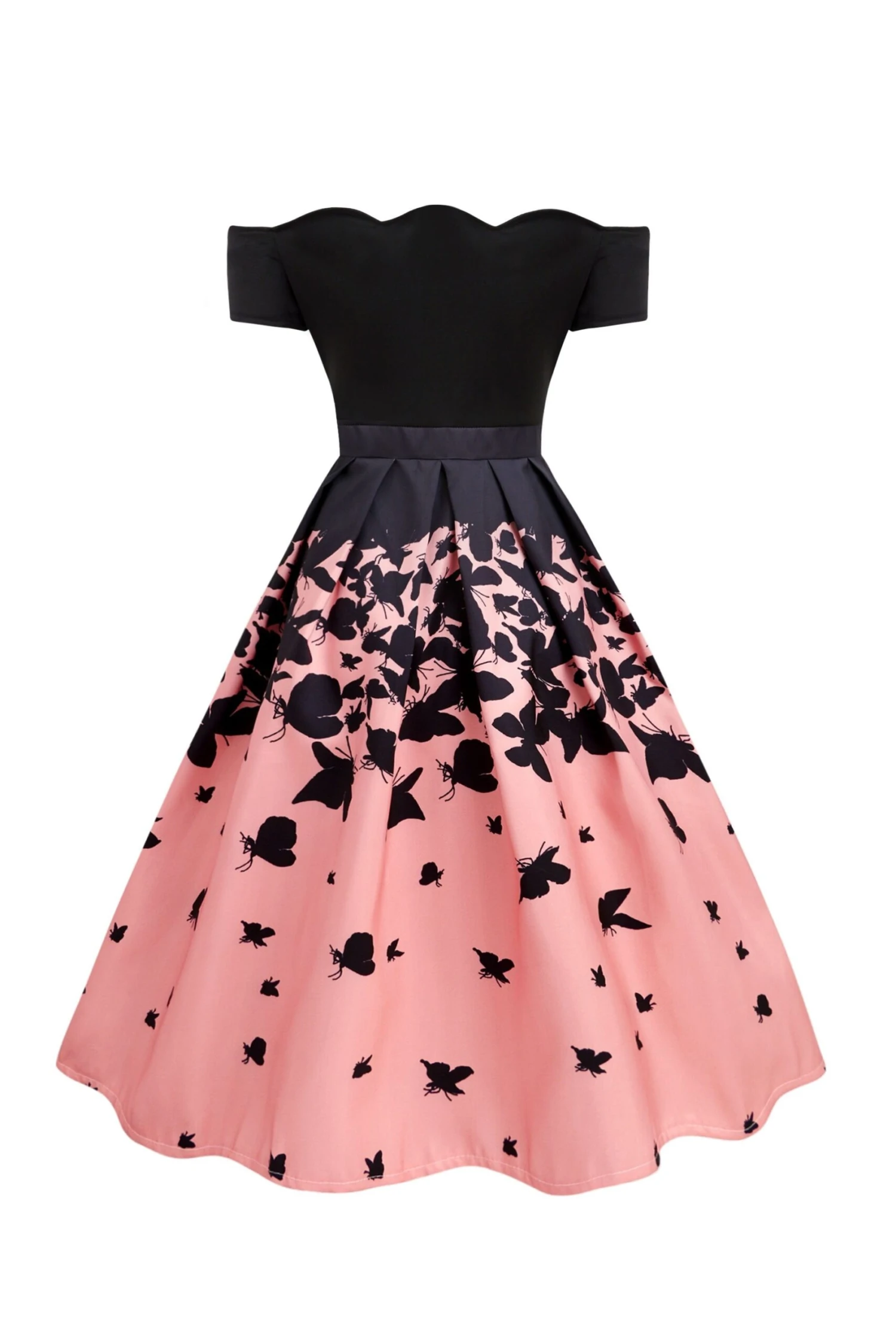 Black 1950s Butterfly Swing Dress 4 Black 1950s Butterfly Swing Dress - Image 2