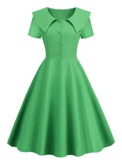 1950s Solid Lapel Swing Dress -Women's Fashion Sales 45 15ffceb6 1e6f 467d ba0e 5a70a2d7587e