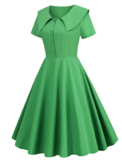 1950s Solid Lapel Swing Dress -Women's Fashion Sales 46 b6573f17 011a 4dc9 9695 0b0ea07530fa