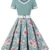 1950s Floral Patchwork Swing Dress