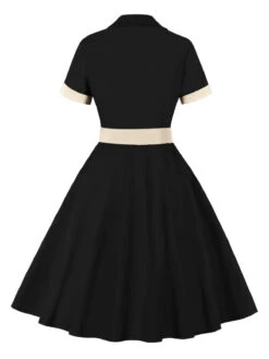 1950s Retro Contrast Short-Sleeved Lapel Dress -Women's Fashion Sales 7 473821e7 dd62 4f22 b8cc b9069a202691