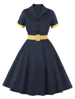 1950s Retro Contrast Short-Sleeved Lapel Dress -Women's Fashion Sales 8 a79ee31f cb28 4859 b8d5 331c6a386aea