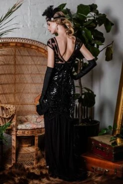 Black 1920s Sequin Maxi Flapper Dress -Women's Fashion Sales ALEX6241 cdfa219a 262b 47cb 8ad2 9a1fcbb7b245