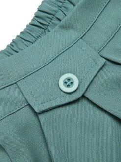 Mint Green 1950s Solid Pleating Decorative Pocket Shorts -Women's Fashion Sales D69A4907