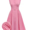 Pink 1950s Doll Collar Solid Dress 1 Pink 1950s Doll Collar Solid Dress -Women's Fashion Sales SCH000552