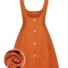 Orange 1960s Button A-Line Suspender Skirt -Women's Fashion Sales SCH000588 01