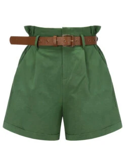Dark Green 1960s Solid Vintage Shorts 12 Dark Green 1960s Solid Vintage Shorts -Women's Fashion Sales SCH000641 7
