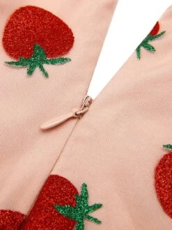 Pink 1950s Strawberry Mesh Swing Dress -Women's Fashion Sales SCH000702 4
