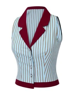 2PCS 1950s Blue Stripes Patchwork Blouse & Red Solid Shorts -Women's Fashion Sales SCH000796 2 compressed 89afb8ab a09e 42a8 9436 499c0fbbffa9