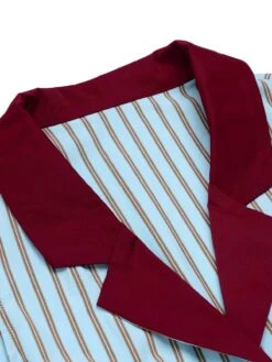 2PCS 1950s Blue Stripes Patchwork Blouse & Red Solid Shorts -Women's Fashion Sales SCH000796 4 compressed ac742dcf c791 4602 b43a 9837be7b7a84