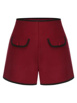 2PCS 1950s Blue Stripes Patchwork Blouse & Red Solid Shorts -Women's Fashion Sales SCH000798 WR db657916 5b16 4ed6 af01 fa3e35af67c8