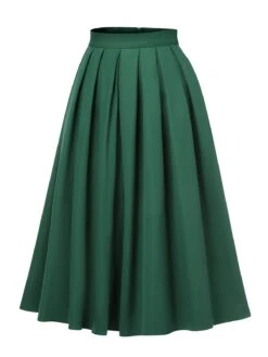 Green 1950s Solid Pleated Skirts 13 Green 1950s Solid Pleated Skirts -Women's Fashion Sales SCH000833 461e02d9 d626 4d83 822d 1558b373ae86