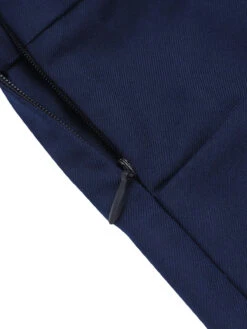 Navy Blue 1950s Solid Button Shorts -Women's Fashion Sales SCH000878 4