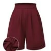 Red 1950s Pleated Turn Over Shorts 1 Red 1950s Pleated Turn Over Shorts -Women's Fashion Sales SCH000882 1 compressed
