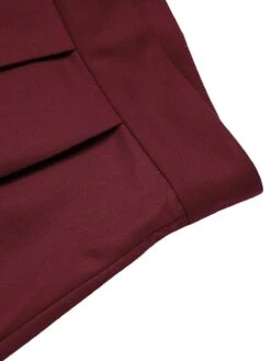 Red 1950s Pleated Turn Over Shorts -Women's Fashion Sales SCH000882 4 compressed