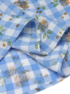 Blue 1940s Rose Plaid Lace Up Dress 15 Blue 1940s Rose Plaid Lace Up Dress -Women's Fashion Sales SCH000913 6