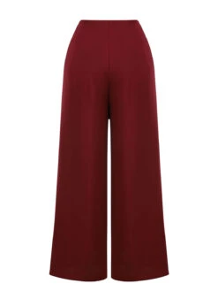 Red 1950s Burgundy Button Wide Leg Pants -Women's Fashion Sales SCH001019 3