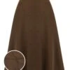 Coffee 1940s High Waist Solid Skirt -Women's Fashion Sales SCH001190 01 compressed