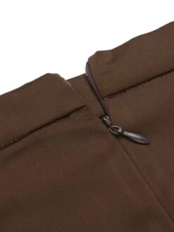 Coffee 1940s High Waist Solid Skirt -Women's Fashion Sales SCH001190 6 compressed