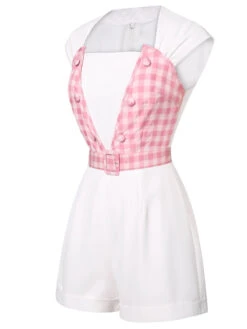 2PCS 1950s Pink Plaid Skirt & Romper With Belt -Women's Fashion Sales SCHL000021 2 008a7d0e e5aa 4d30 a70b 017158669e86