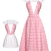 2PCS 1950s Pink Plaid Skirt & Romper With Belt -Women's Fashion Sales SCHL000021 SCHL000092 12 1 1 1