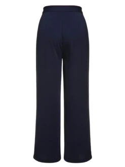 Dark Blue 1950s Solid Button Straight Pants -Women's Fashion Sales SCHL000022 3