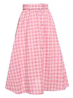 2PCS 1950s Pink Plaid Skirt & Romper With Belt -Women's Fashion Sales SCHL000092 2 6f3a815d 0e74 4de4 9f08 a241502b91a8
