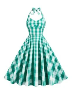 1950s Plaid Halter Swing Dress 20 1950s Plaid Halter Swing Dress -Women's Fashion Sales SCHL000115 G 1