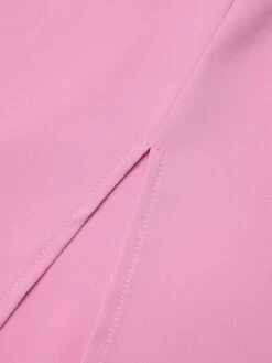 2PCS Pink 1960s Lapel Bowknot Blouse & Solid Spaghetti Strap Dress -Women's Fashion Sales SCHL000172 4