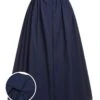 Dark Blue Gray 1960s Solid Umbrella Skirt