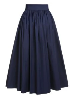 Dark Blue Gray 1960s Solid Umbrella Skirt -Women's Fashion Sales SCHL000173 2