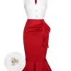 Red & White 1930s Sleeveless Slit Fishtail Dress 1 Red & White 1930s Sleeveless Slit Fishtail Dress -Women's Fashion Sales SCHL000566 01 compressed