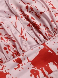 Pink 1950s Halloween Bloodstain Halter Dress -Women's Fashion Sales SCHL000825 4 compressed