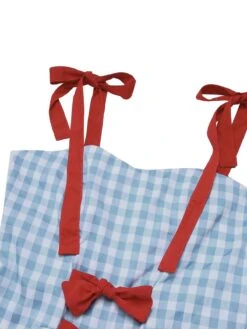 Light Blue 1950s Plaid Camisole Romper -Women's Fashion Sales SCHL000831 6 compressed